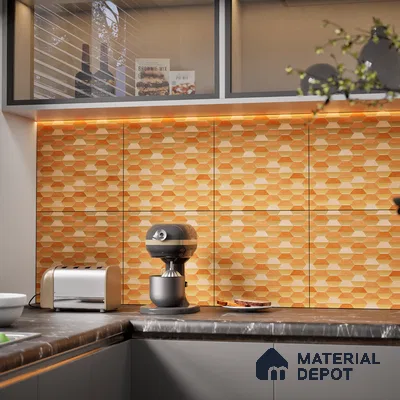Geometric Wall & Floor Tile TL 07237 E Alpi 8003 GLM (Gold) 1 ft x 1 ft Ceramic Matte Finish - 9 mm  | 2 mm Spacer is Mandatory | Please Expect a Slight Variation of Pattern (Sample)